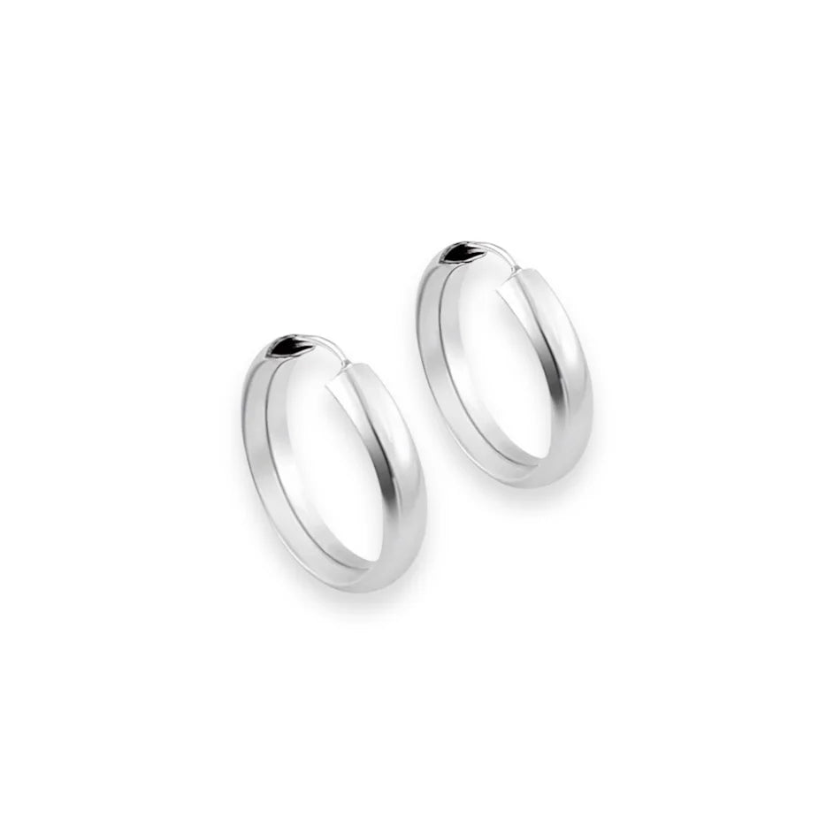 BRINCO DE ARGOLA LISA DE ENCAIXE -  PRATA 925