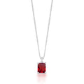 Colar de Prata Ponto de Luz Retangular Vermelho