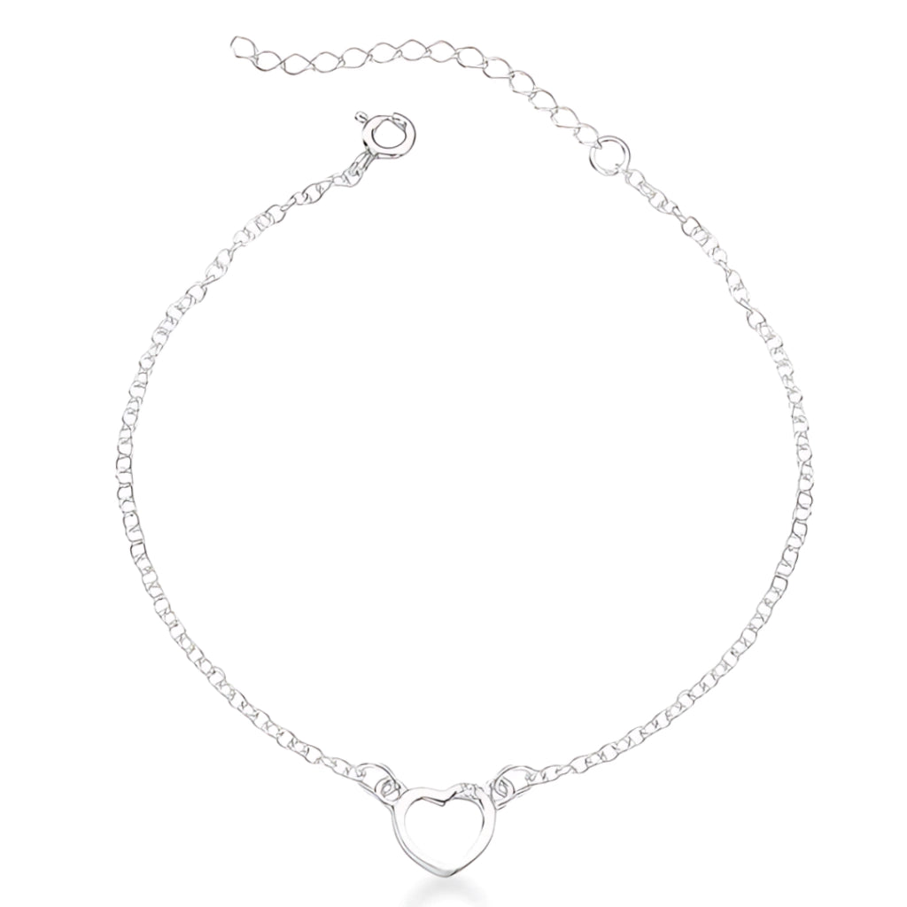 Pulseira de Prata Coração
