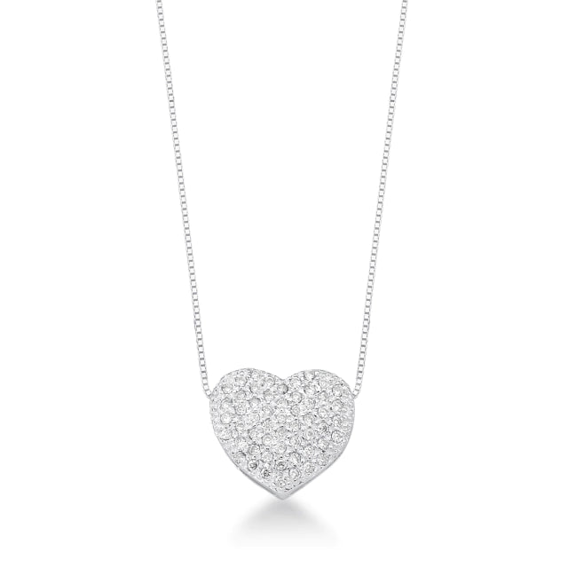 Colar de Prata Coração Cravejado