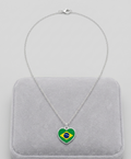 Colar de Prata 925 Coração Brasil