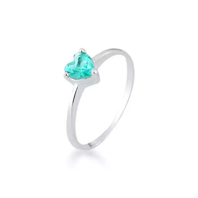 Anel de Prata Coração Tiffany Solitário