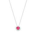 Colar de Prata Ponto de Luz Redondo Pink Cravejado